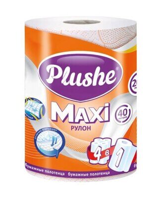 Полотенце бум. 2-х сл. "Plushe Maxi" белые, цветное тиснение, 40м (1рул. уп/18уп)